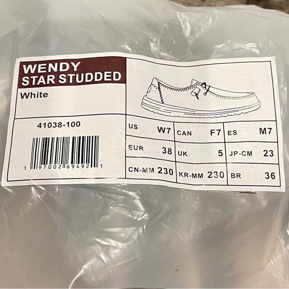 Hey Dude Shoes Womens Size 7 Wendy Star Studded White Comfy Beach Casual NEW - Picture 6 of 15